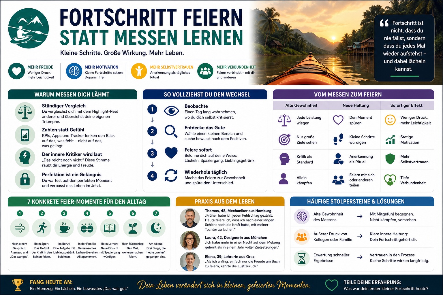 Infografik Fortschritt feiern statt messen lernen