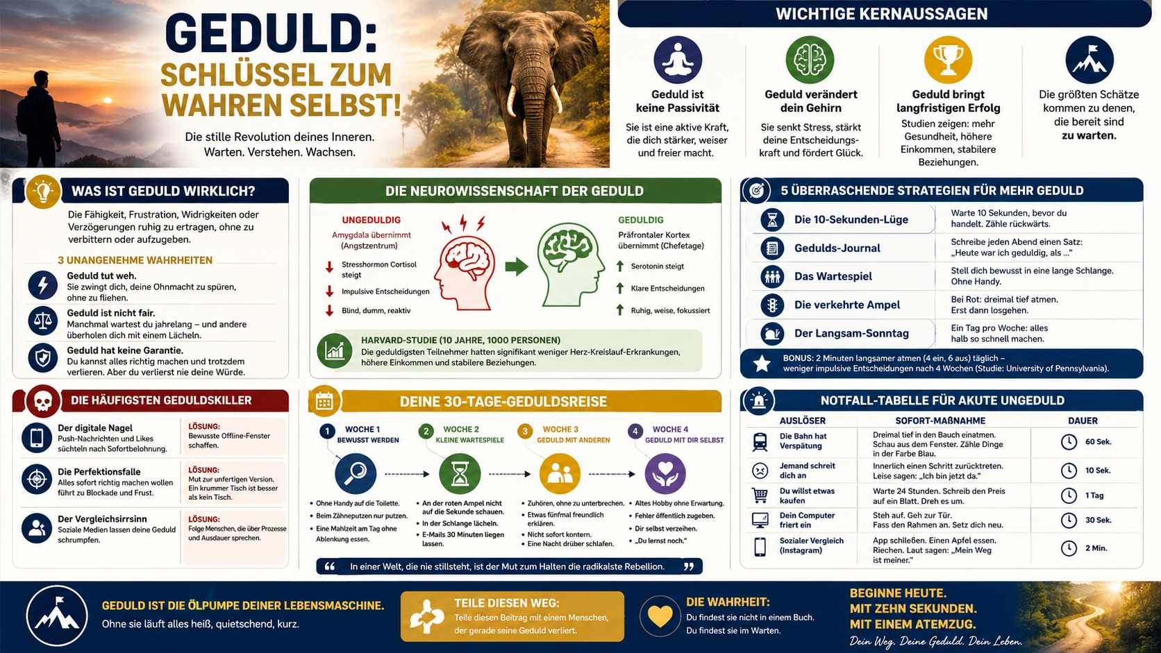Infografik Geduld Schlüssel zum wahren Selbst!