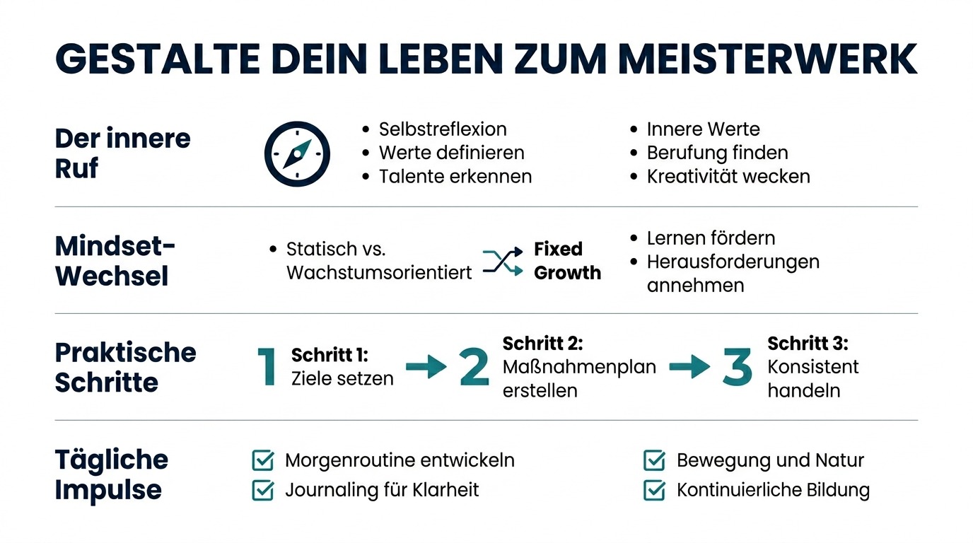Infografik Gestalte dein Leben zum Meisterwerk 
