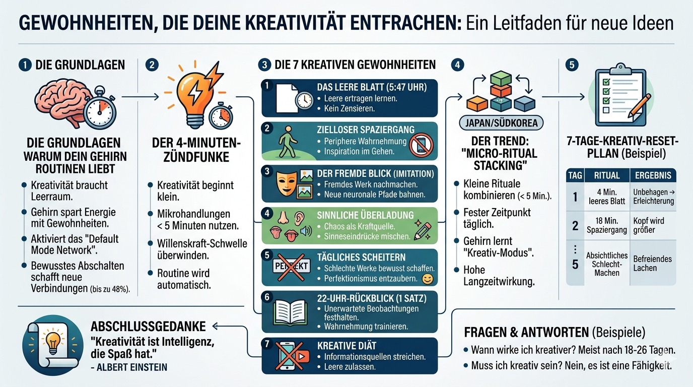 Infografik Gewohnheiten, die deine Kreativität entfachen