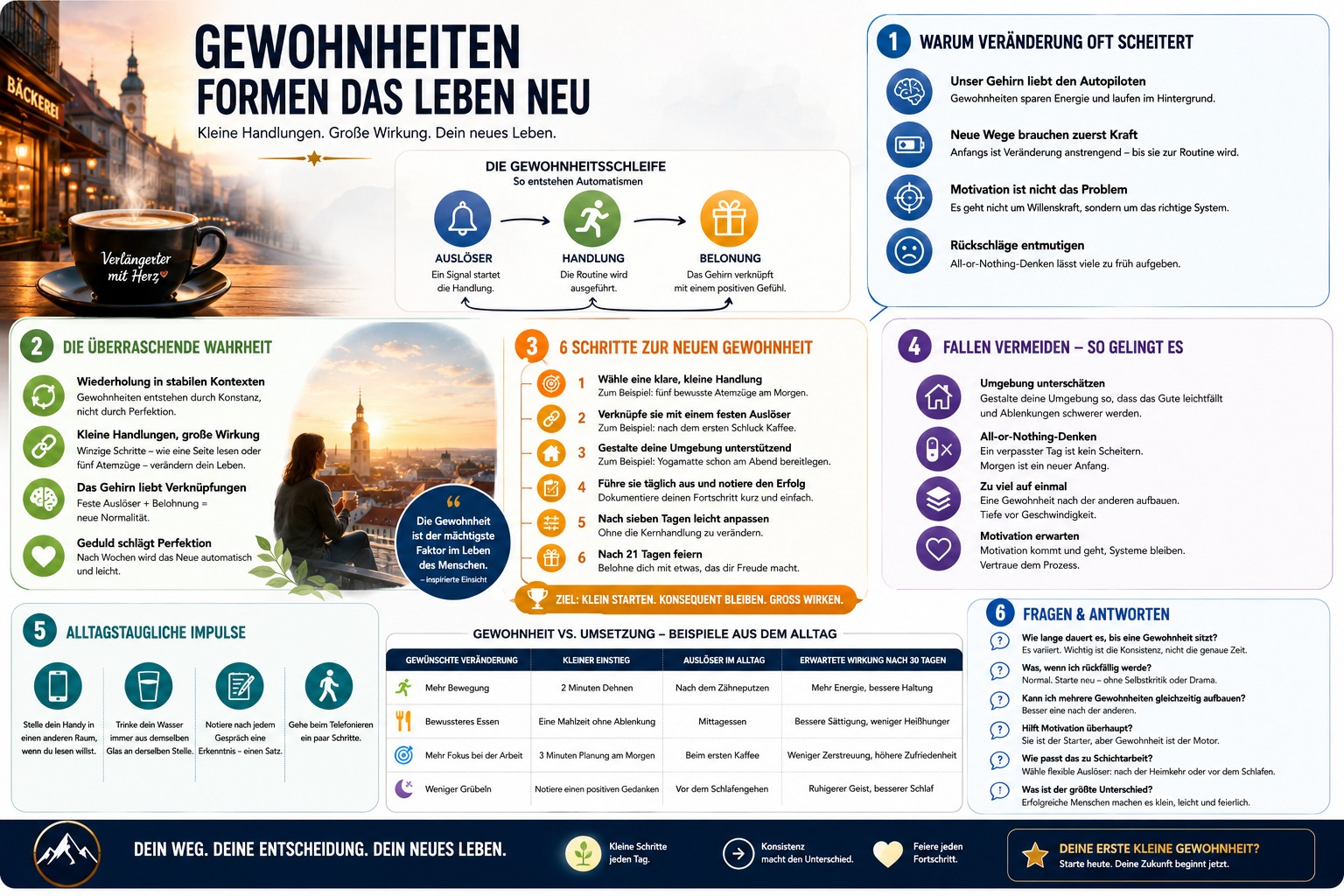 Infografik Gewohnheiten formen das Leben neu