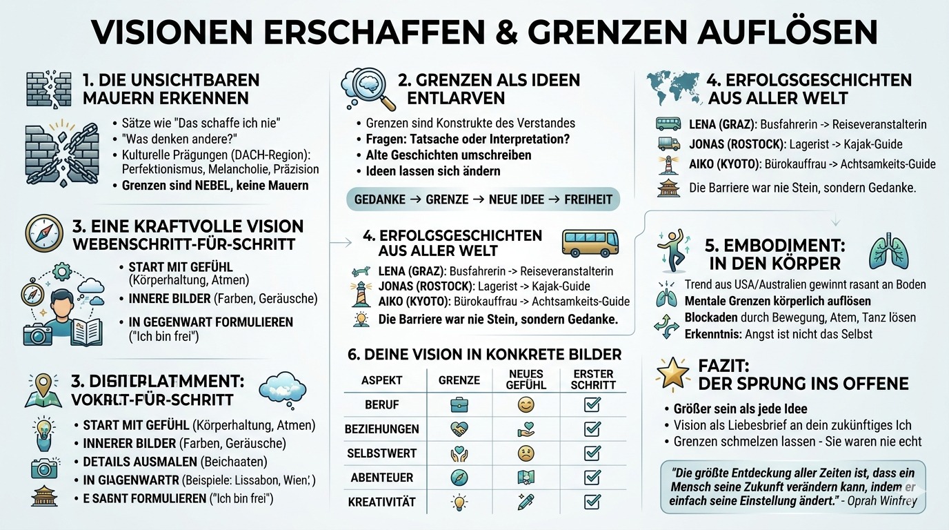 Infografik Grenzen lösen sich in Visionen auf