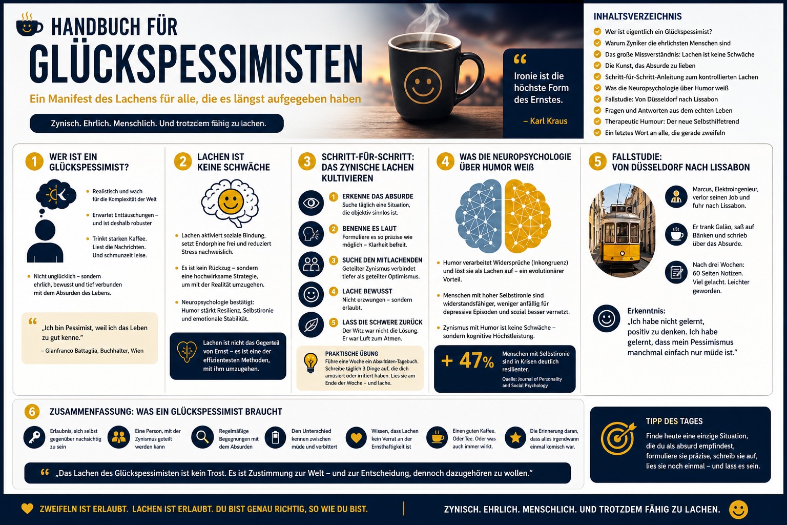 Infografik Handbuch für Glückspessimisten