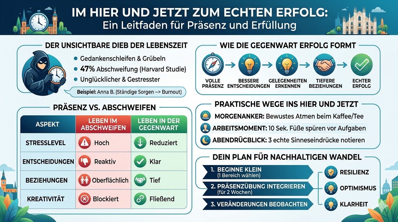 Infografik Im Hier und Jetzt zum echten Erfolg finden Infografik Im Hier und Jetzt zum echten Erfolg finden