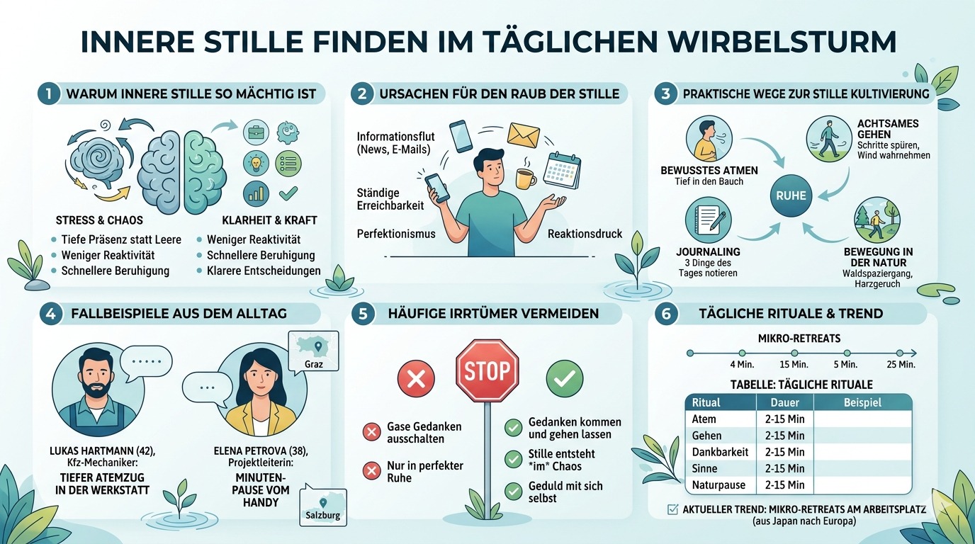 Infografik Innere Stille finden im täglichen Wirbelsturm Infografik Innere Stille finden im täglichen Wirbelsturm