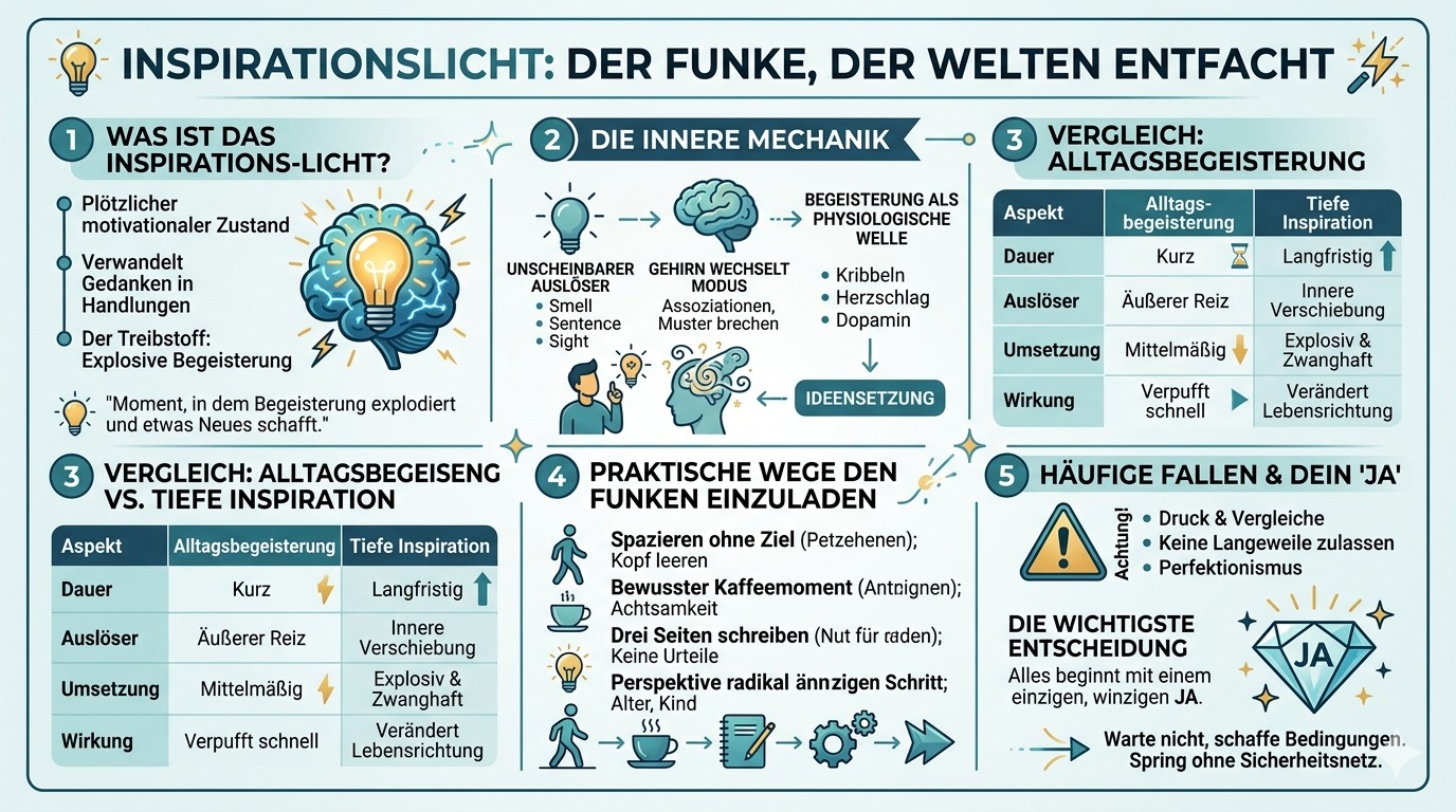Infografik Inspirationslicht entfacht Welten aus Begeisterung