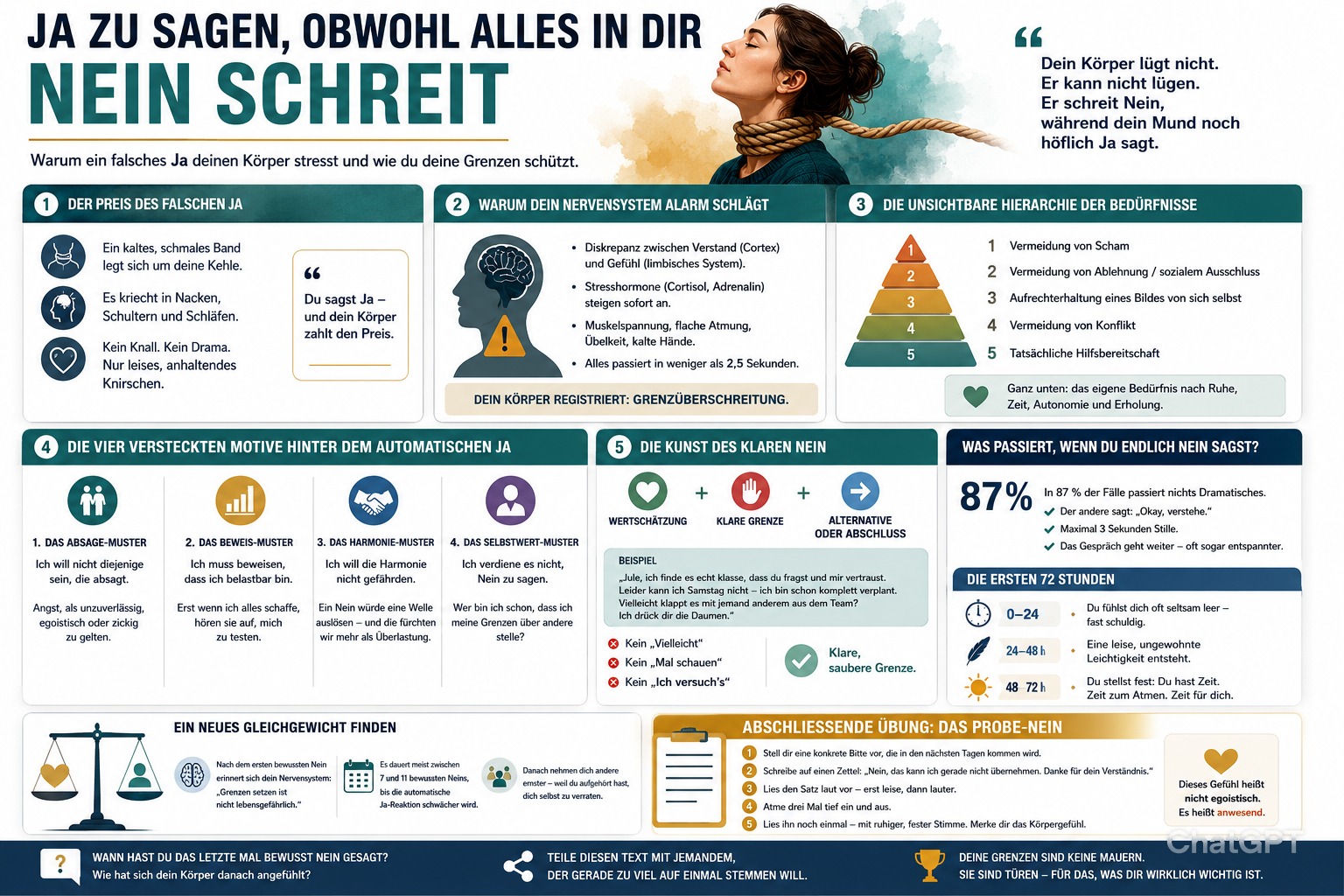Infografik Ja zu sagen, obwohl alles in dir Nein schreit