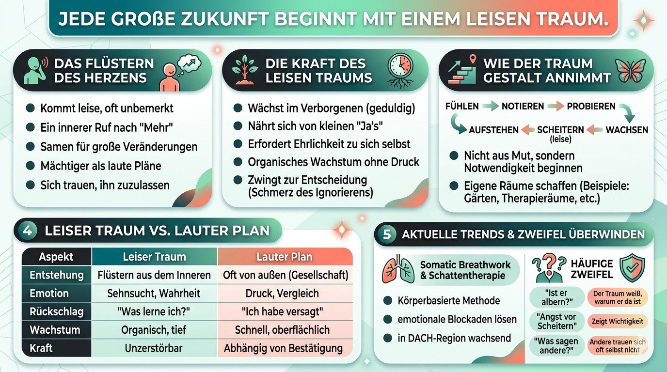 Infografik Jede große Zukunft beginnt mit einem leisen Traum.