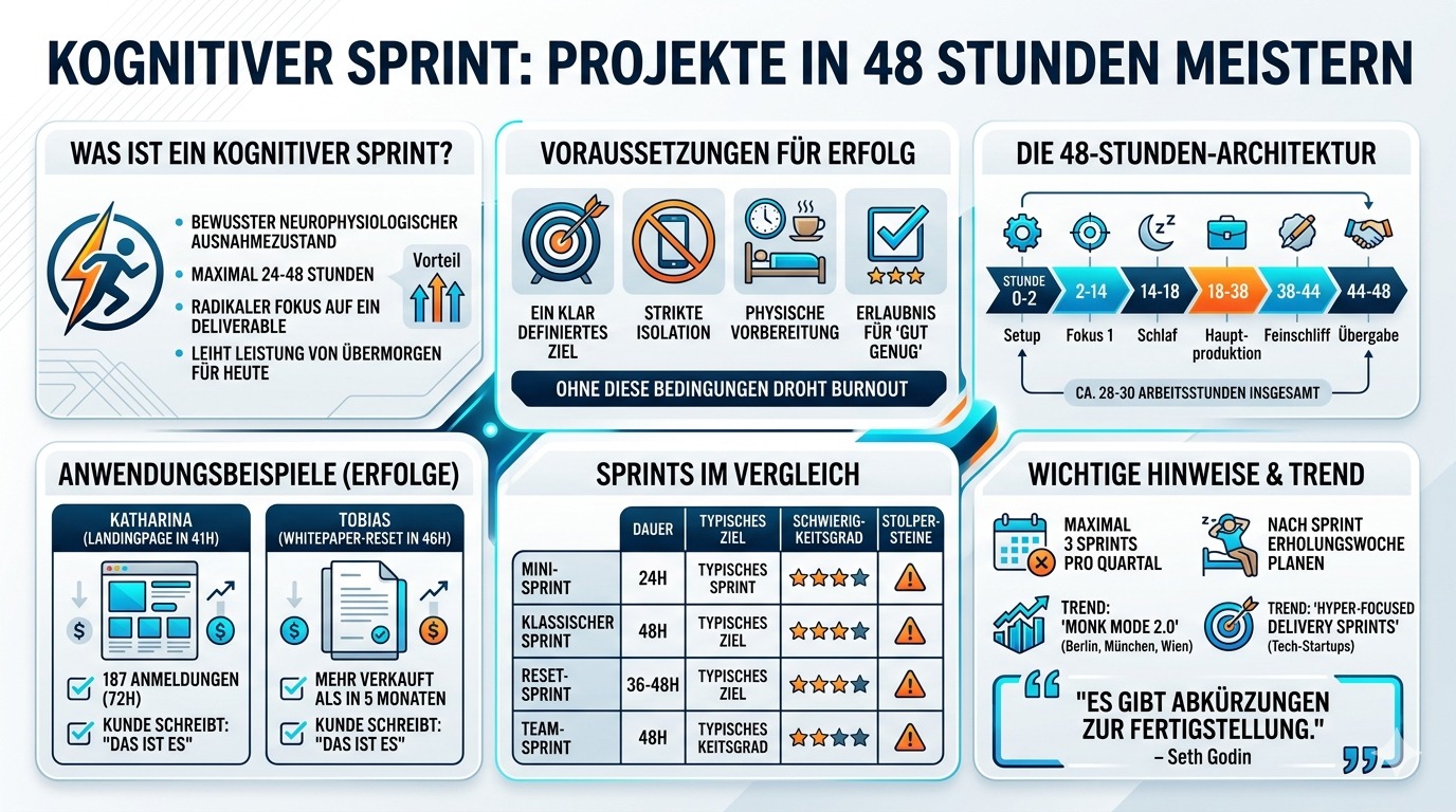 Infografik Kognitive Sprint Technik Projekte in 48 Stunden meistern