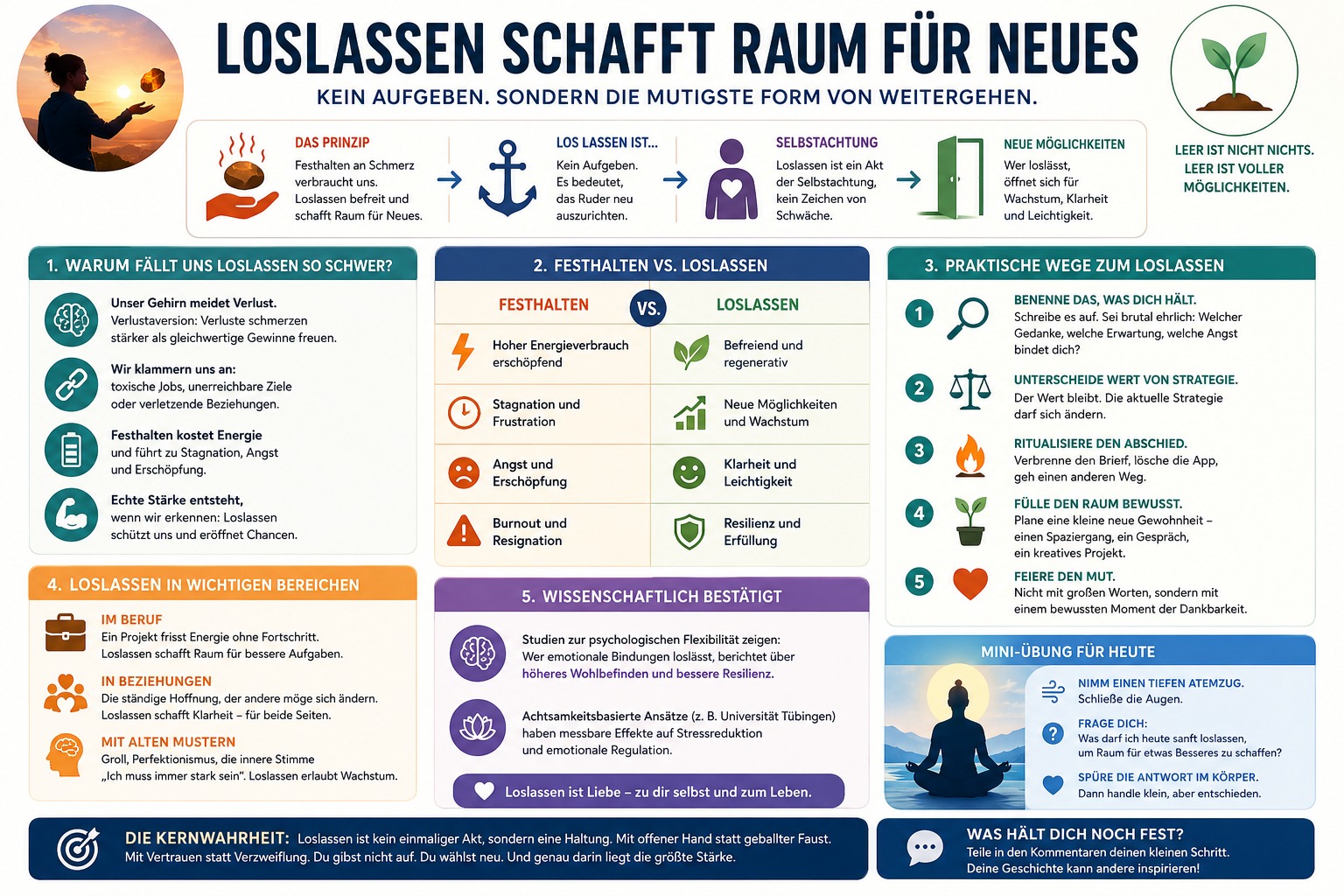 Infografik Loslassen schafft Raum für Neues 