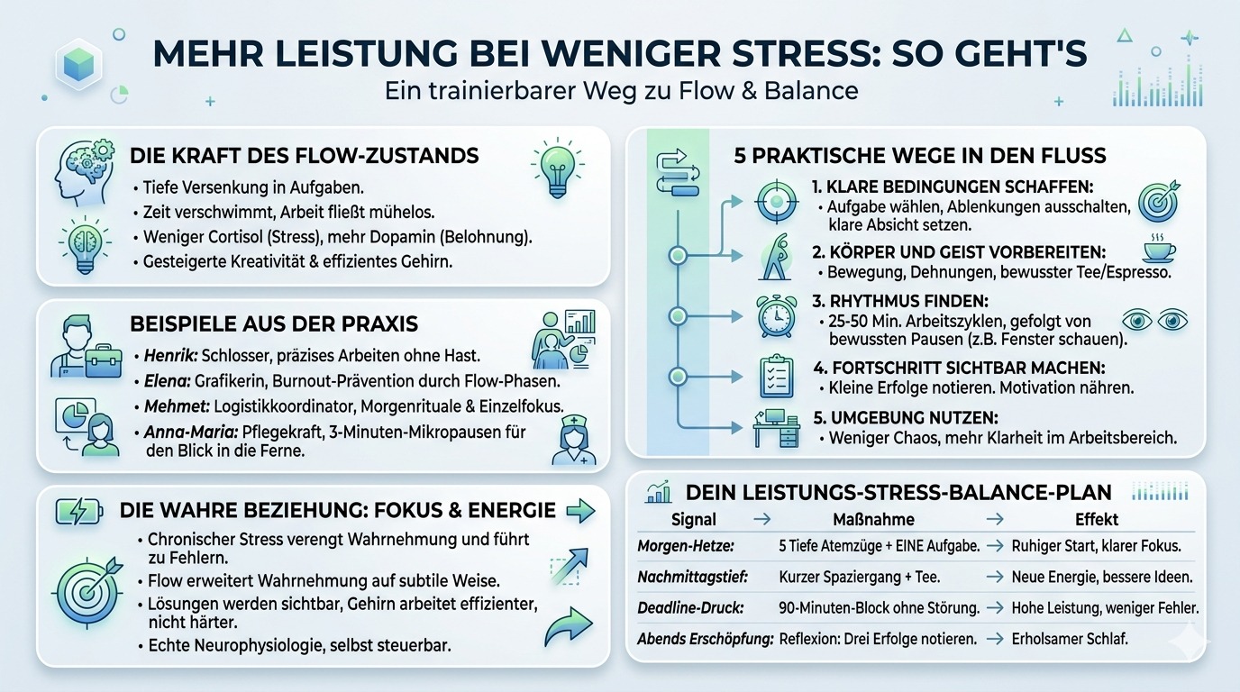 Infografik Mehr Leistung, weniger Stress So gehts