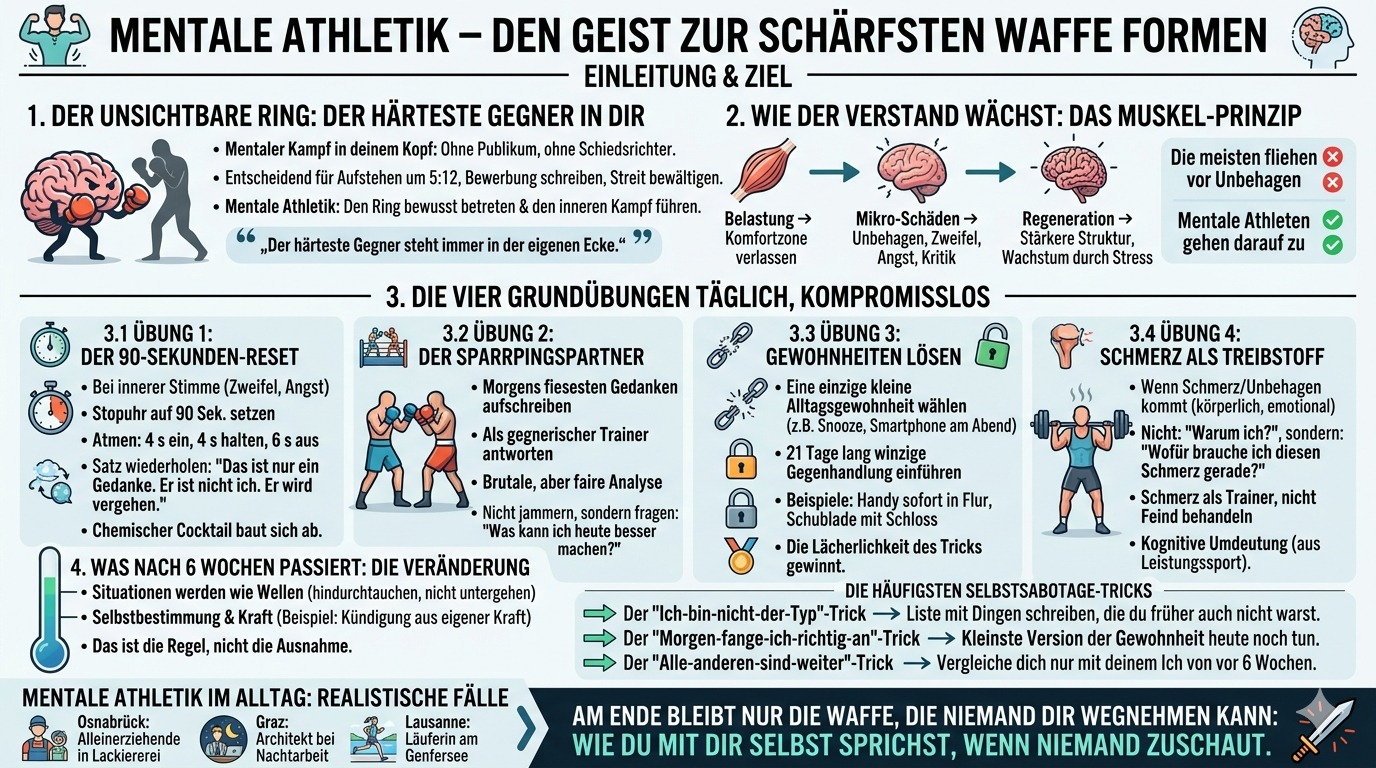 Infografik Mentale Athletik – den Geist zur schärfsten Waffe formen Infografik Mentale Athletik – den Geist zur schärfsten Waffe formen