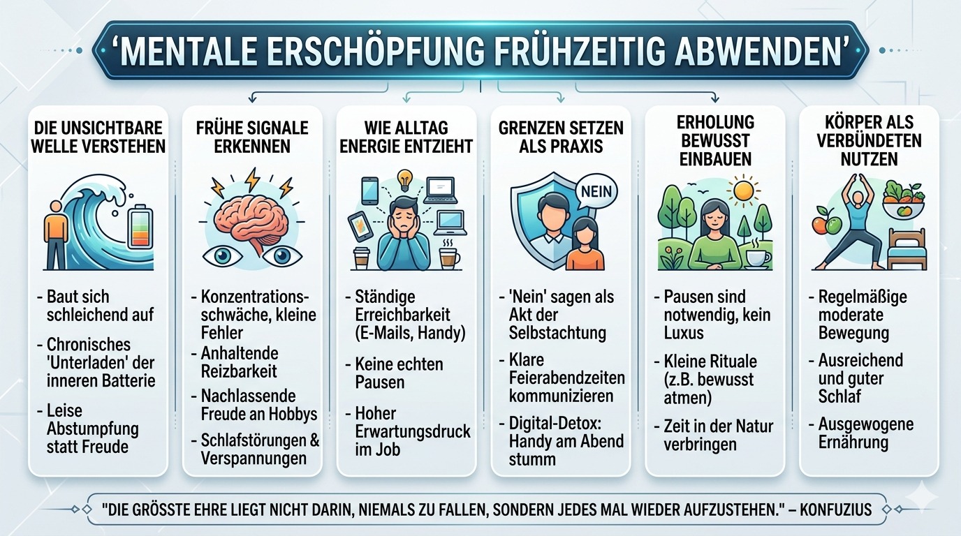 Infografik Mentale Erschöpfung frühzeitig abwenden