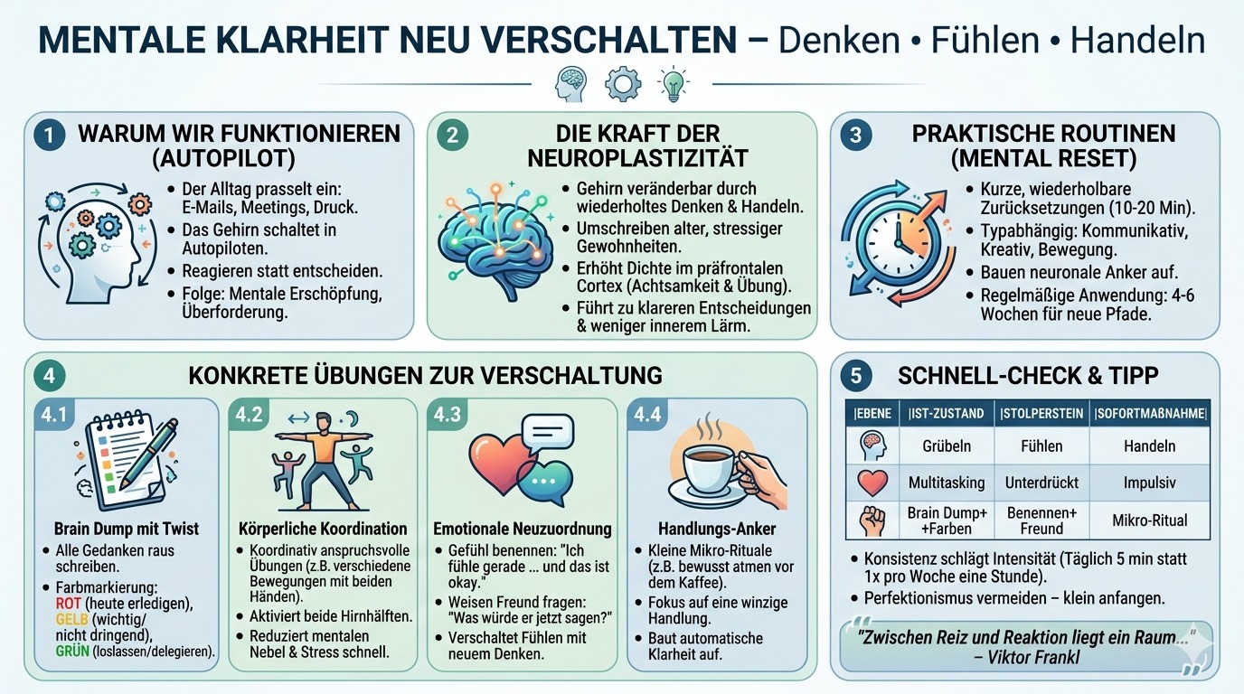 Infografik Mentale Klarheit neu verschalten – Denken fühlen handeln