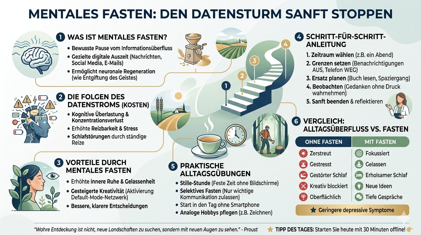 Infografik Mentales Fasten stoppt den Datensturm sanft