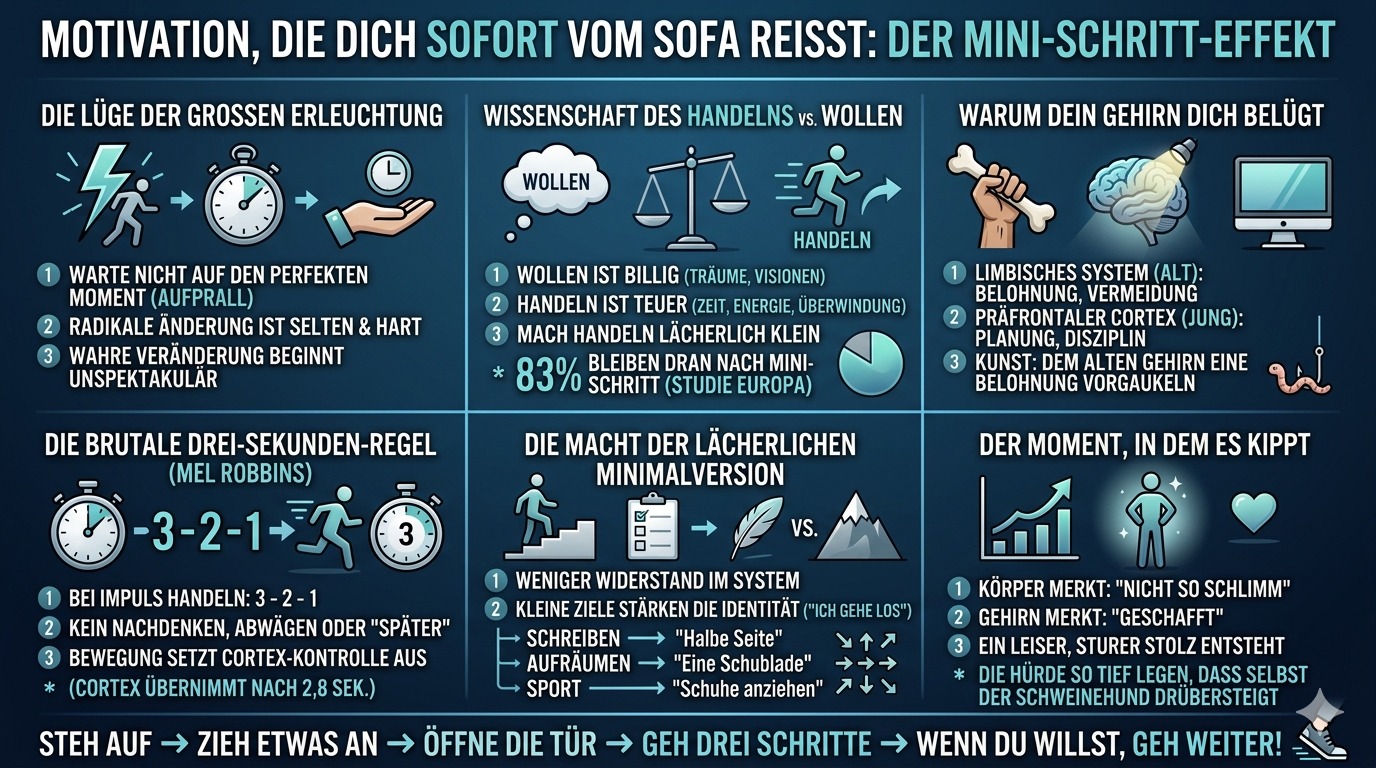 Infografik Motivation, die dich sofort vom Sofa reißt