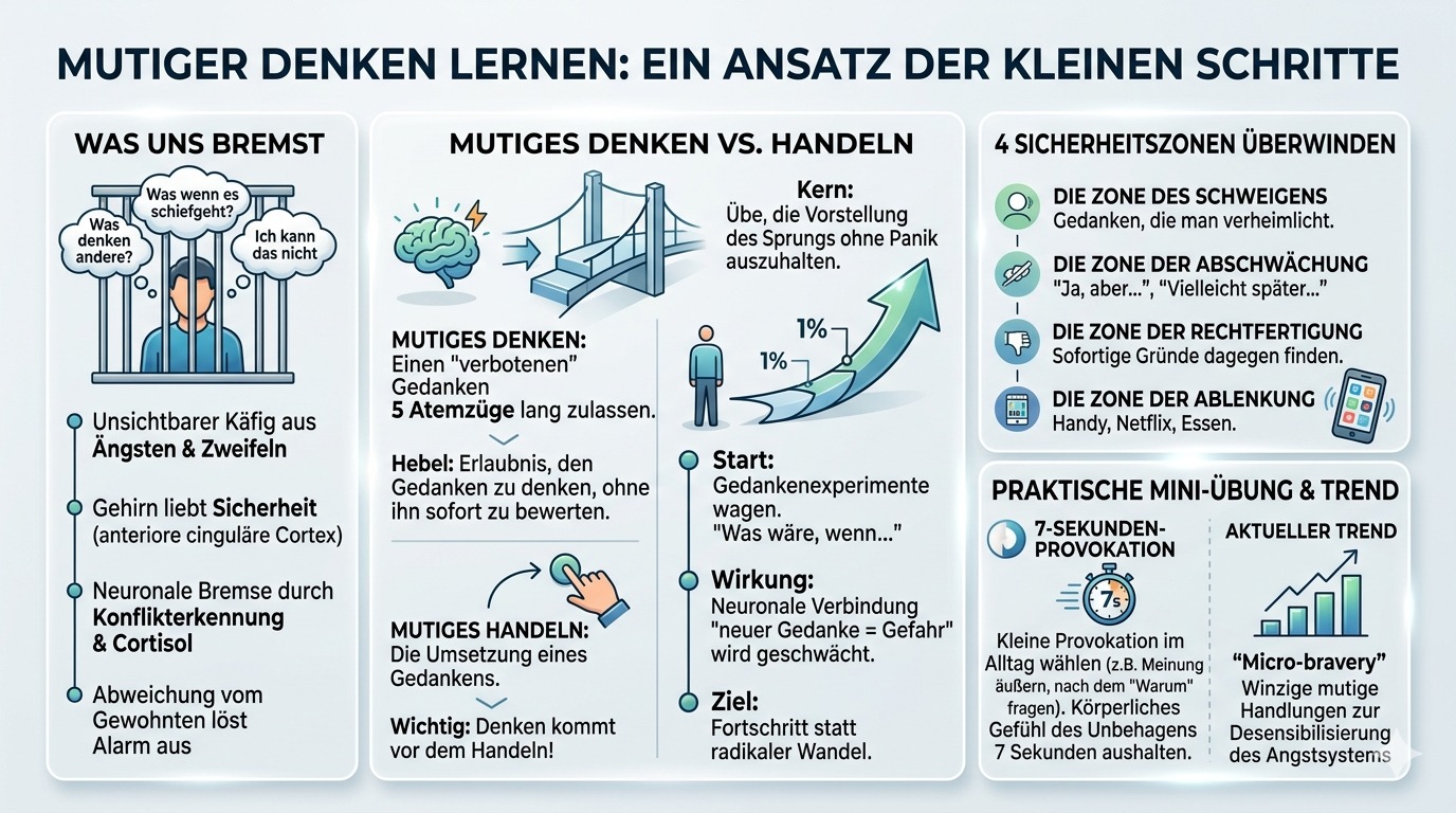 Infografik Mutiger denken lernen in kleinen Schritten