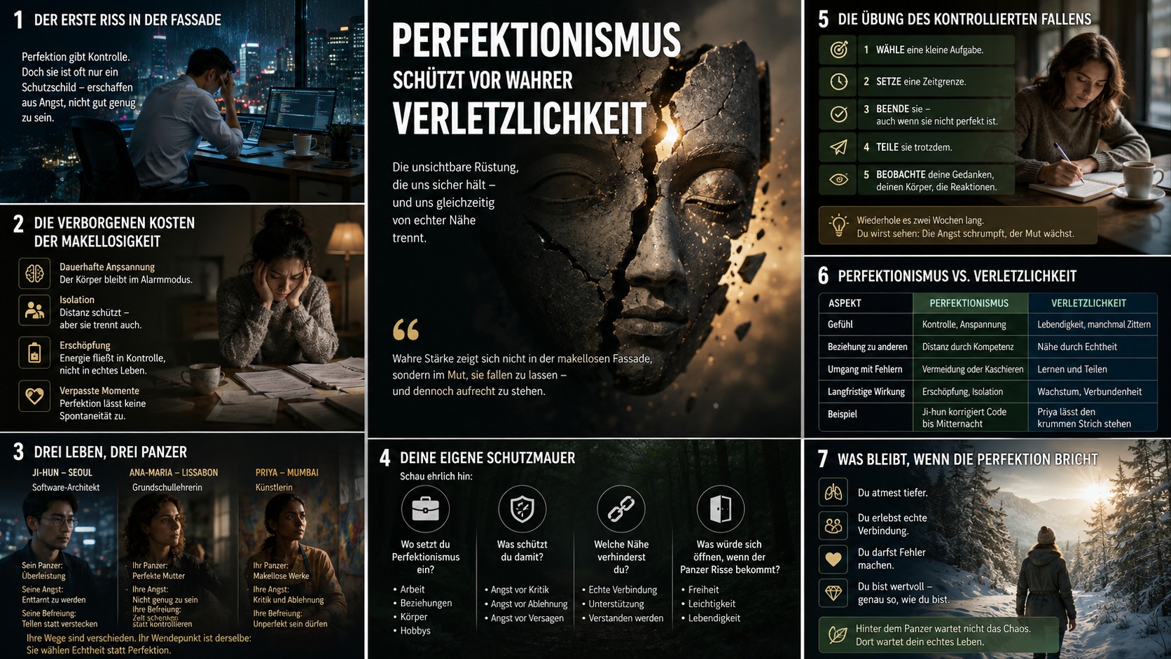 Infografik Perfektionismus schützt vor wahrer Verletzlichkeit Infografik Perfektionismus schützt vor wahrer Verletzlichkeit
