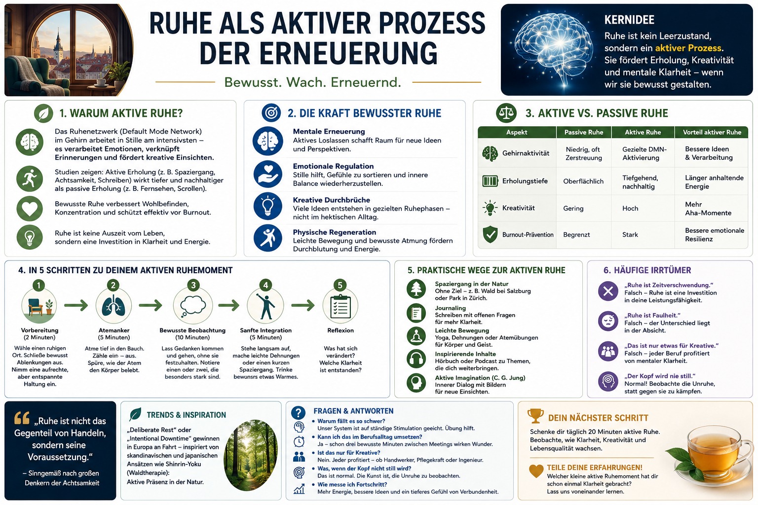 Infografik Ruhe als aktiver Prozess der Erneuerung