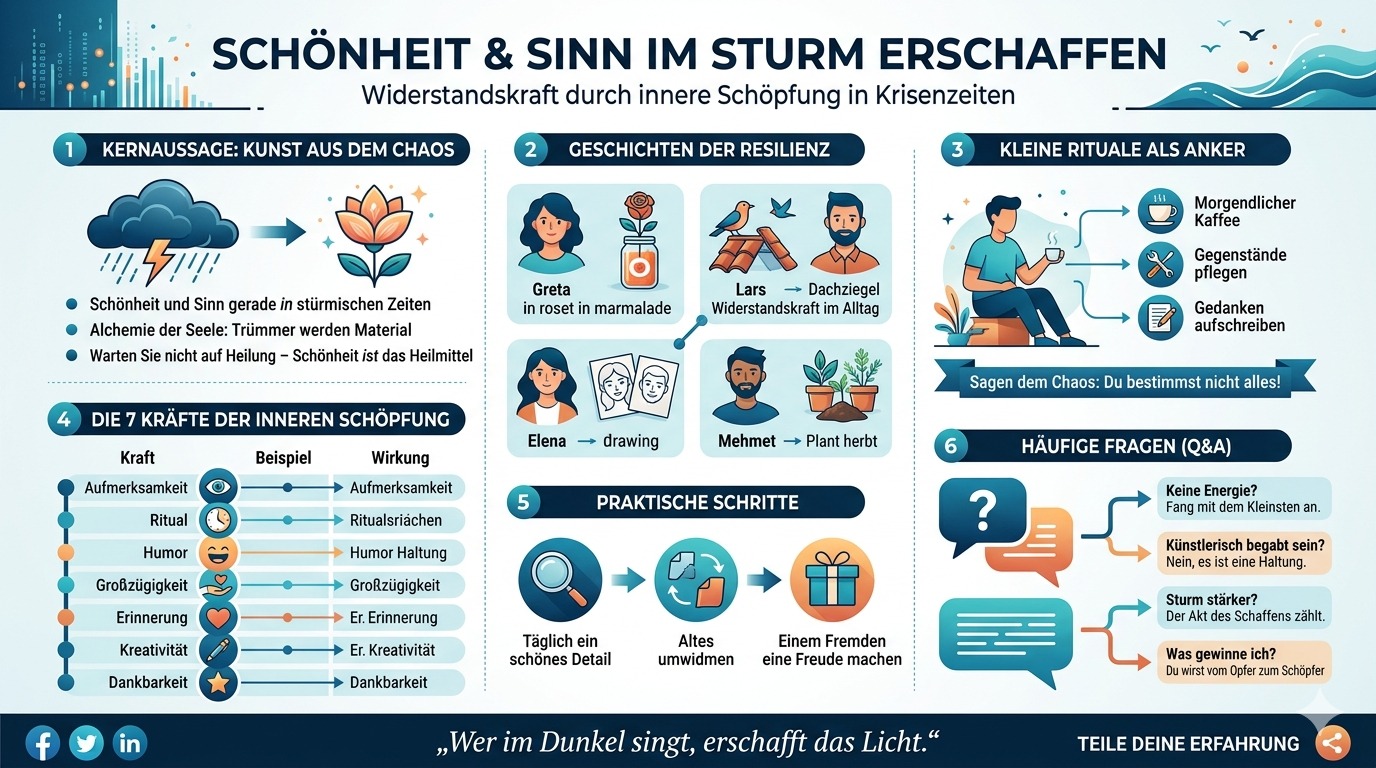 Infografik Schönheit und Sinn im tosenden Sturm