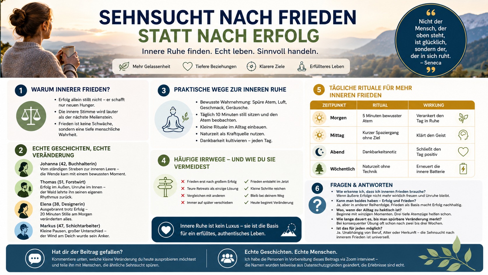 Infografik Sehnsucht nach Frieden statt nach Erfolg
