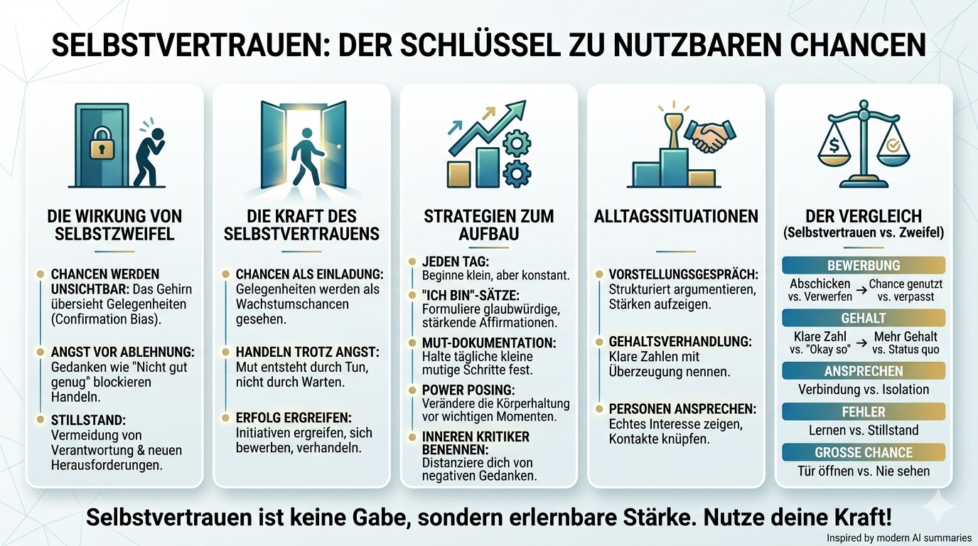 Infografik Selbstvertrauen macht Chancen nutzbar. Infografik Selbstvertrauen macht Chancen nutzbar.