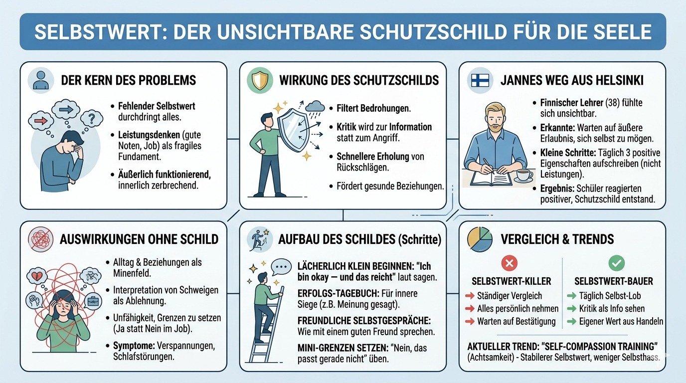Infografik Selbstwert schützt die Seele vor jedem Sturm