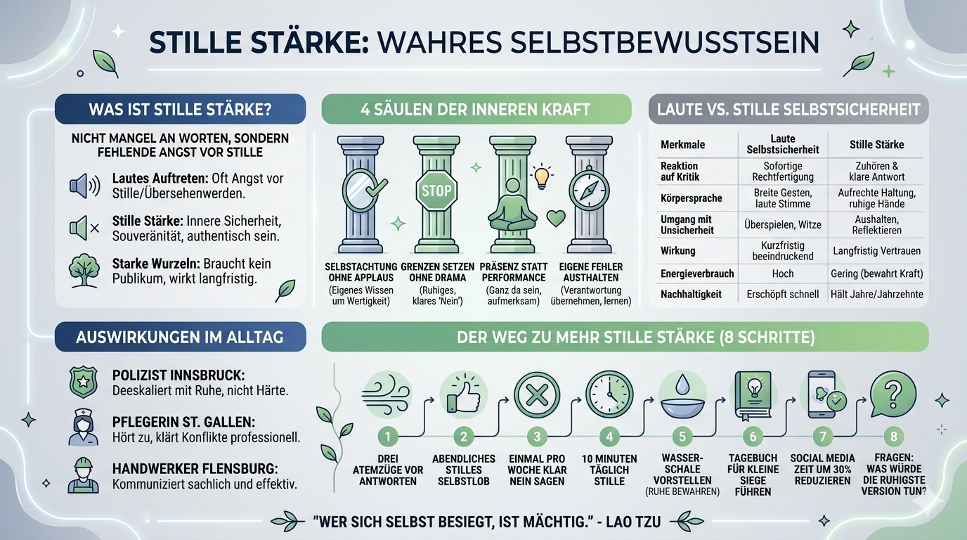 Infografik Stille Stärke ist wahres Selbstbewusstsein. Infografik Stille Stärke ist wahres Selbstbewusstsein.