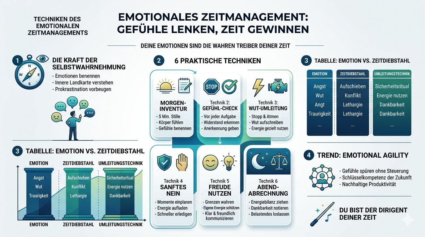 Infografik Techniken des emotionalen Zeitmanagements