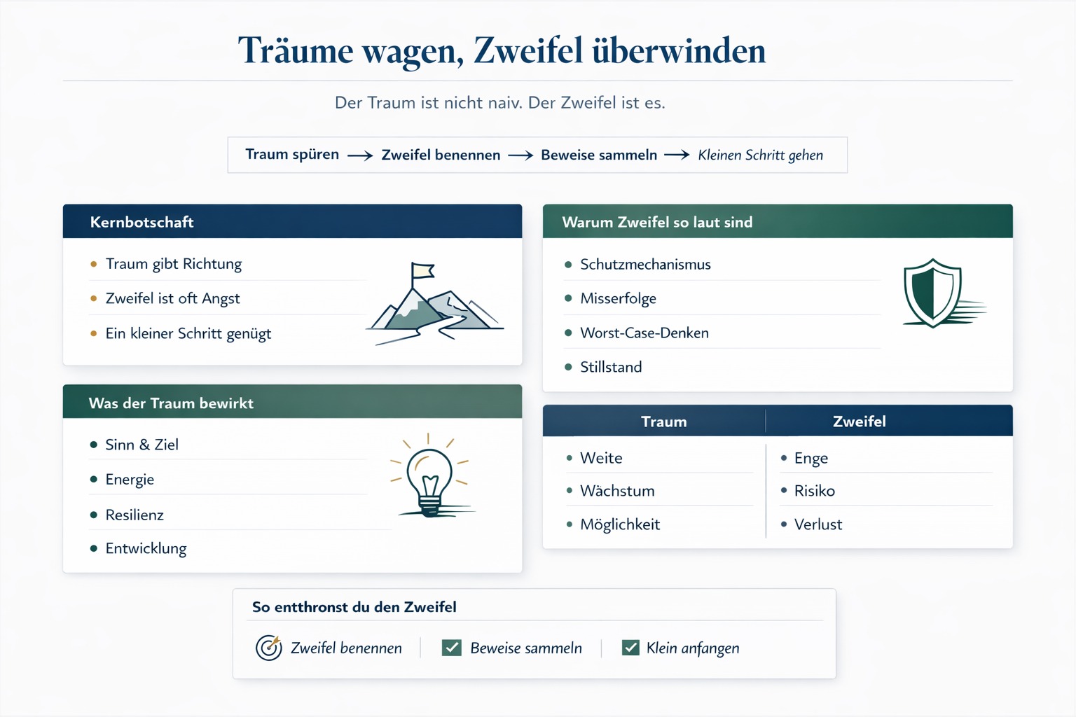Infografik Träume wagen Zweifel überwinden