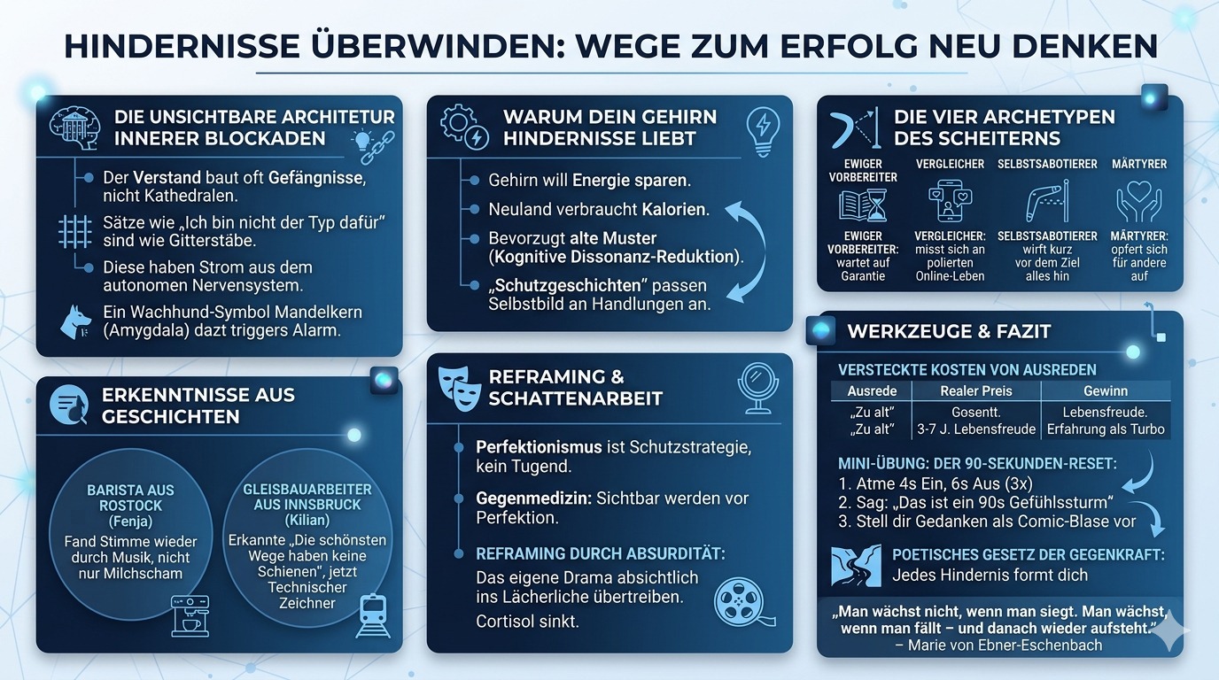 Infografik Überwinde Hindernisse auf dem Weg zum Erfolg!