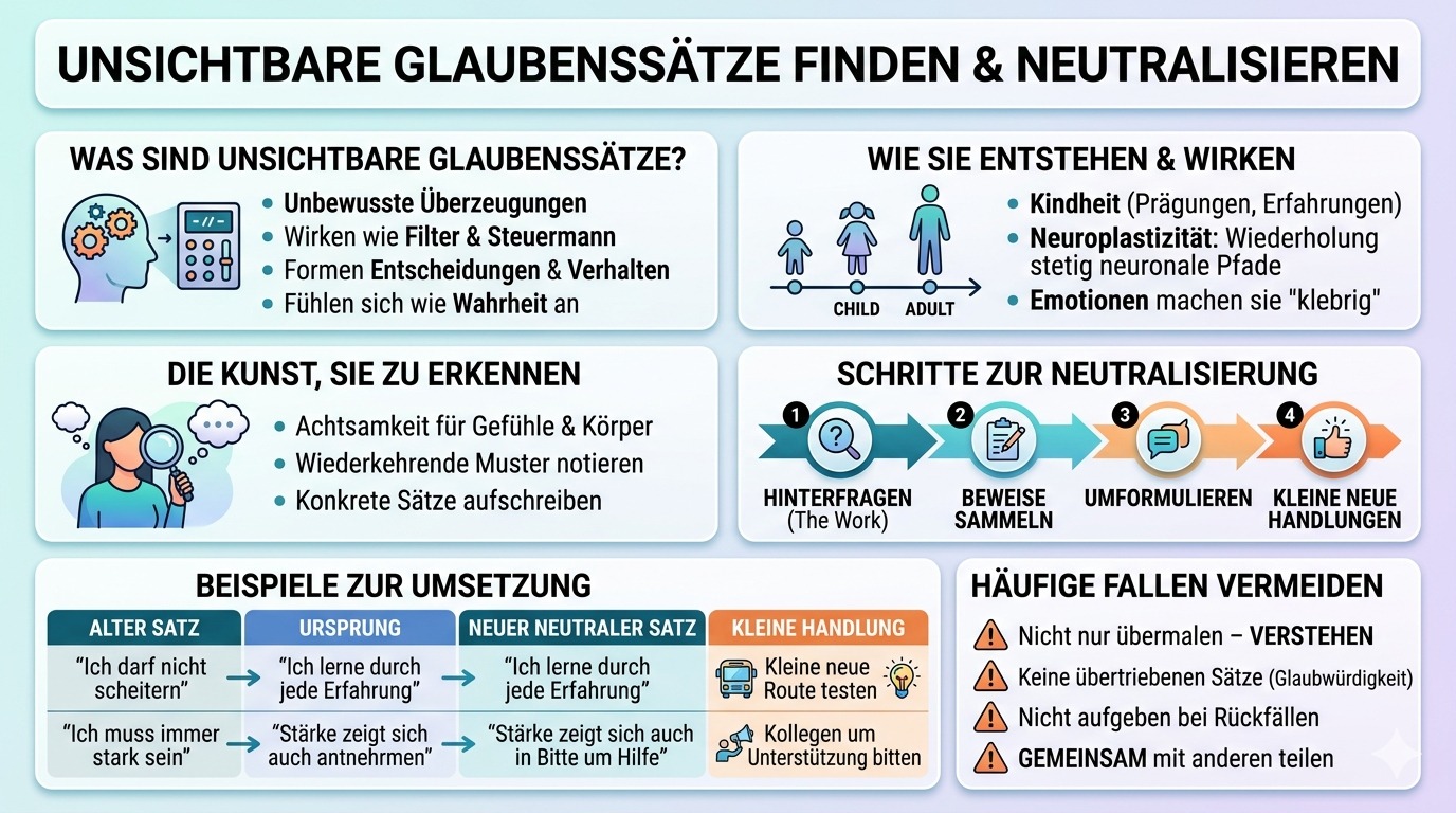 Infografik Unsichtbare Glaubenssätze finden und neutralisieren