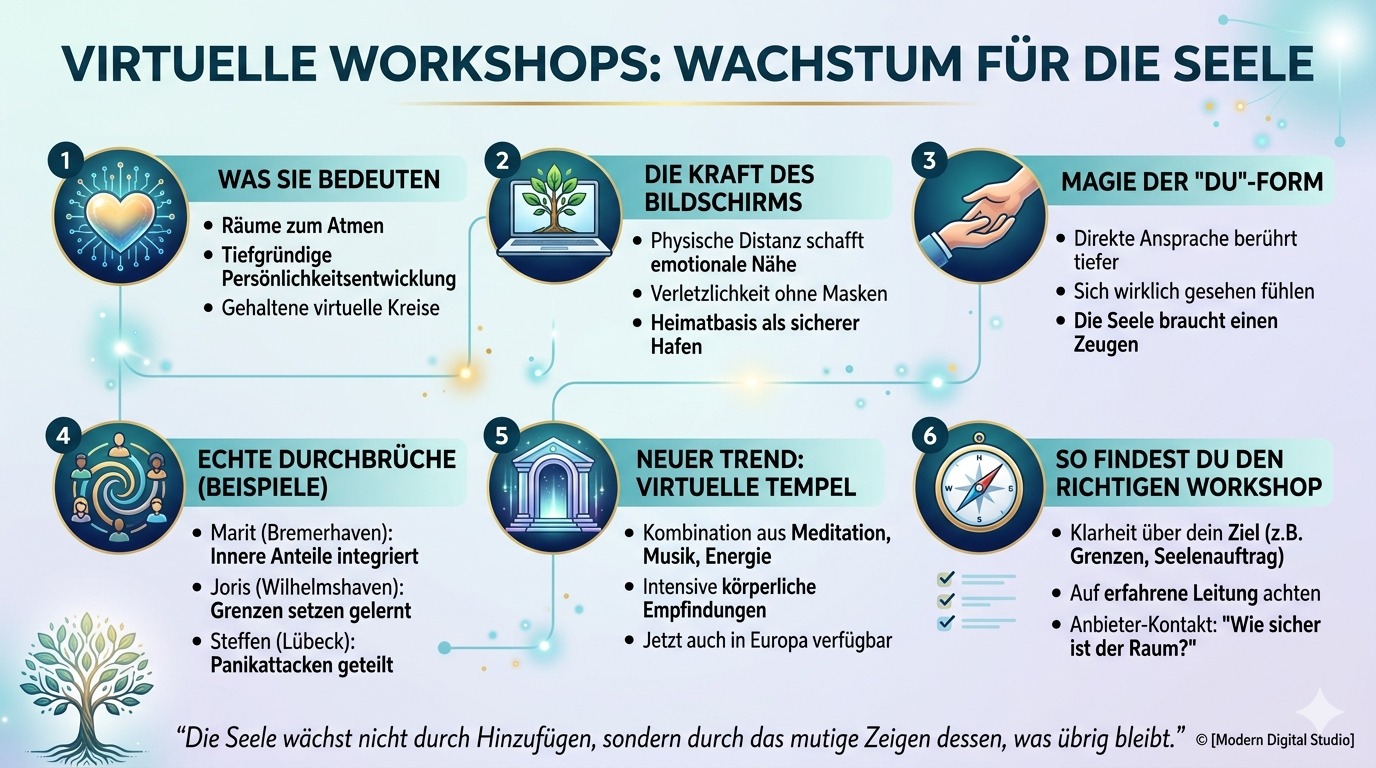 Infografik Virtuelle Workshops, die die Seele wachsen lassen