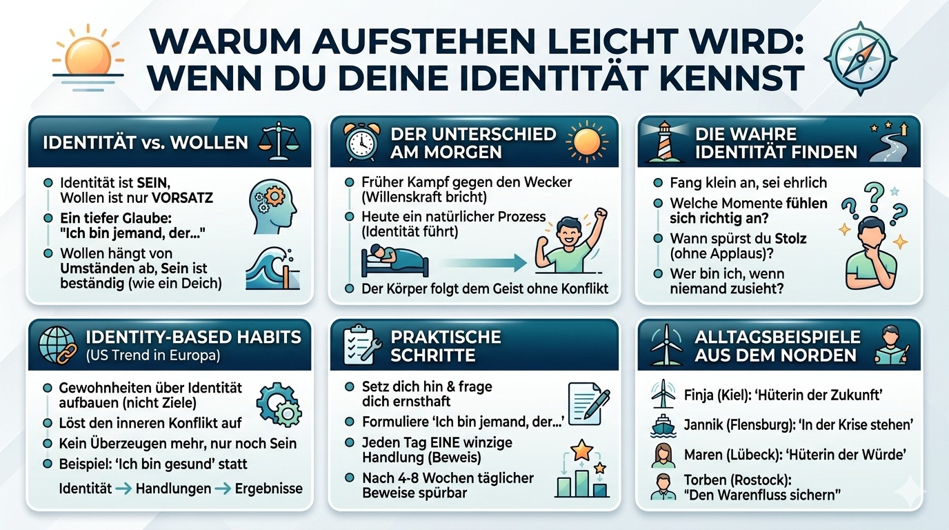 Infografik Warum Aufstehen leicht wird, wenn du deine Identität kennst