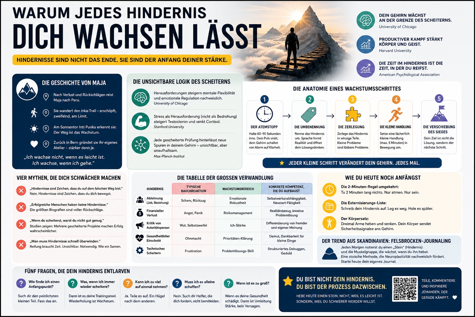 Infografik Warum jedes Hindernis dich wachsen lässt.