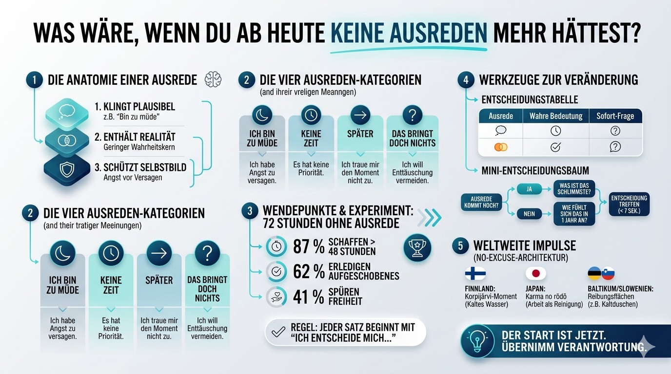 Infografik Was wäre, wenn du ab heute keine Ausreden mehr hättest