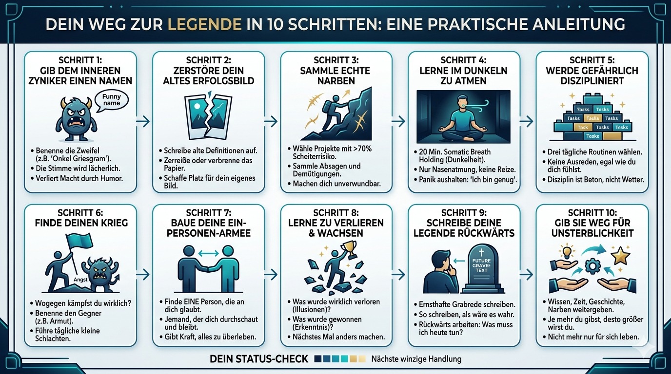 Infografik Werde zur Legende in genau 10 Schritten