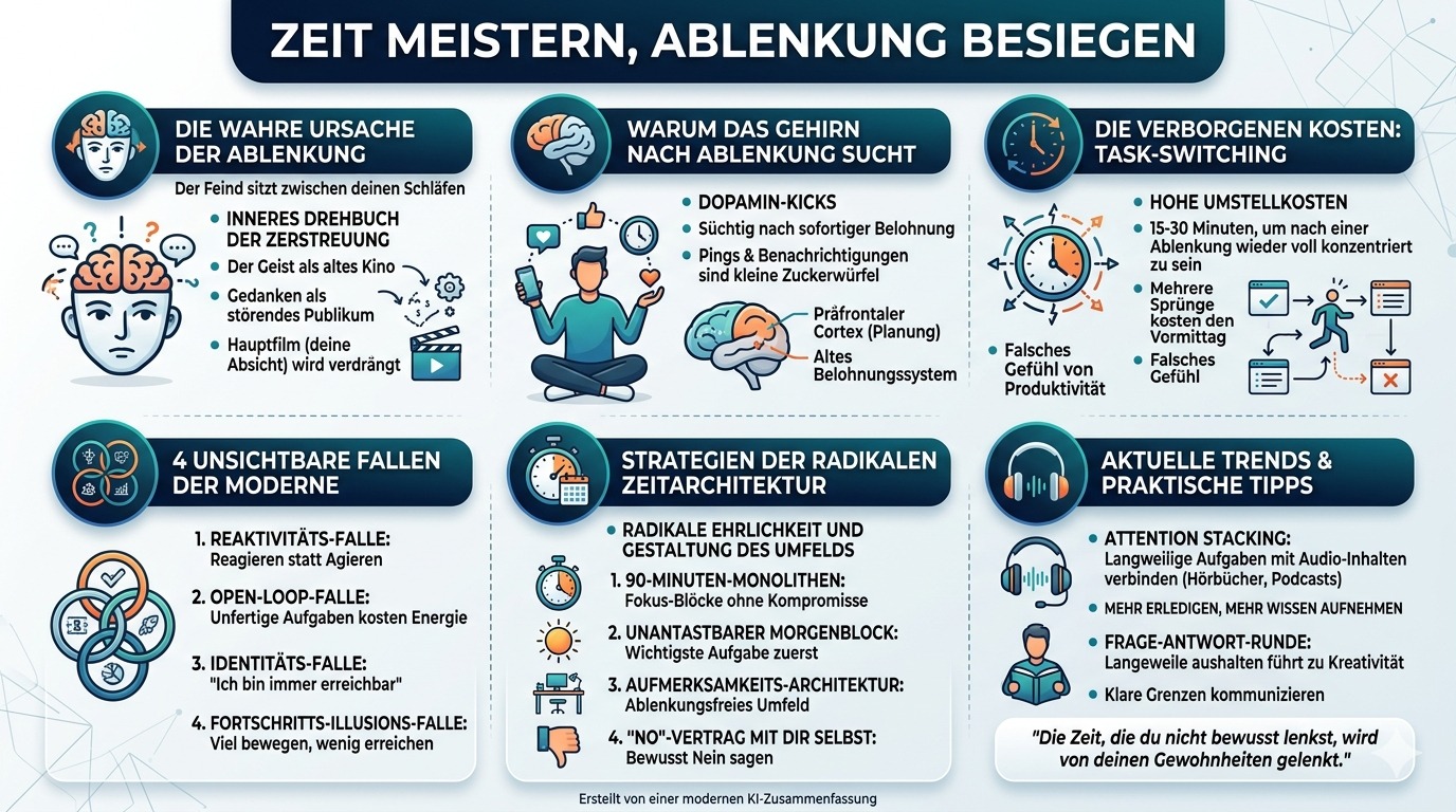 Infografik Zeit meistern, Ablenkung besiegen