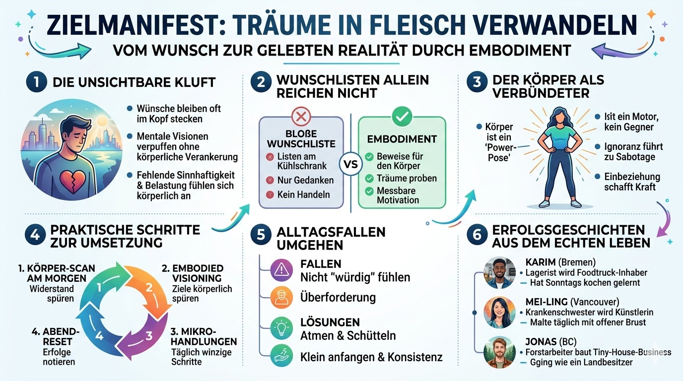 Infografik Zielmanifest Träume in Fleisch verwandeln
