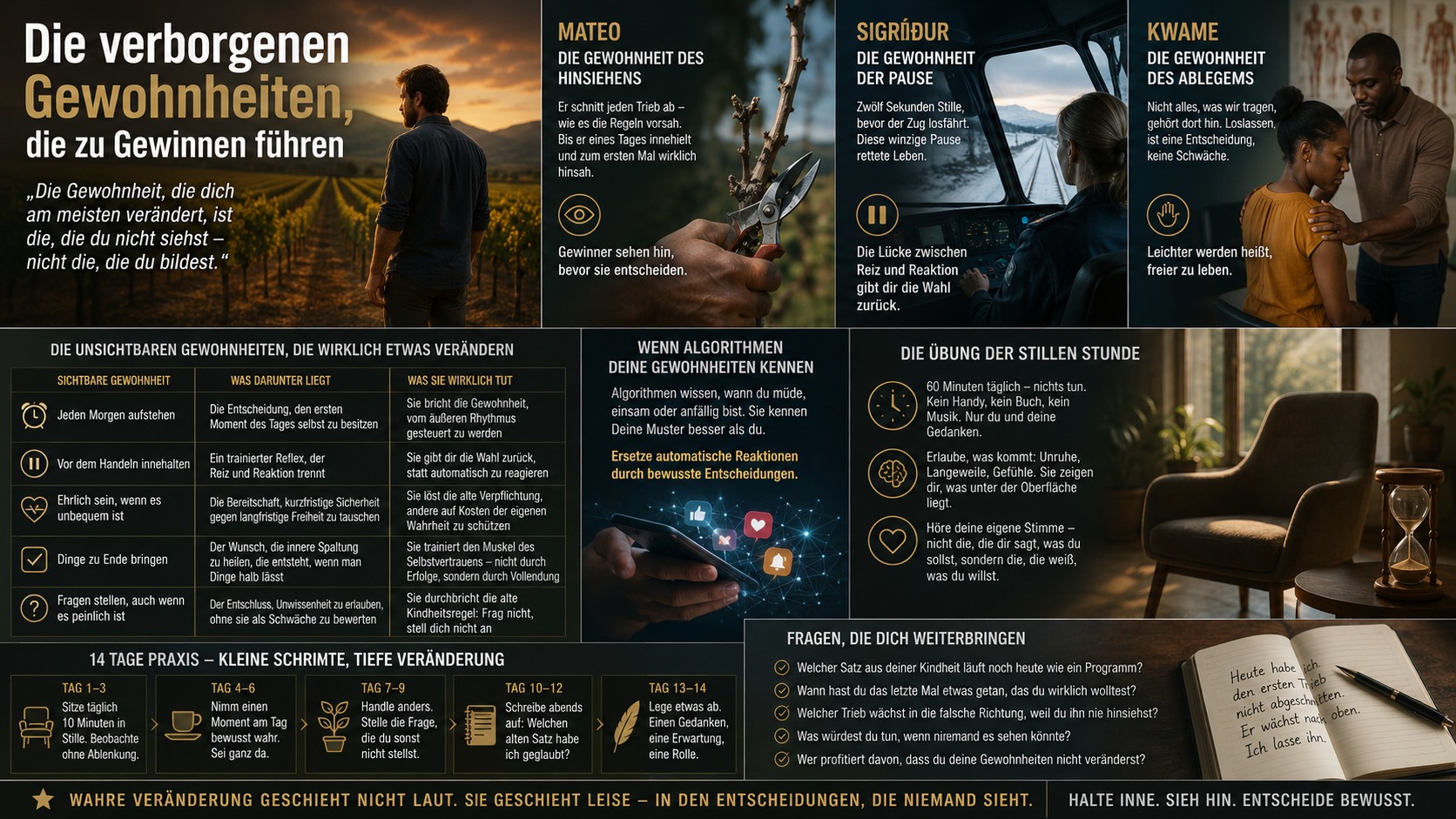 Infograik Die verborgenen Gewohnheiten, die zu Gewinnen führen