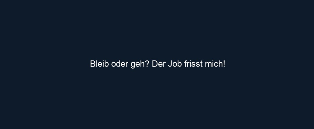 Bleib oder geh? Der Job frisst mich!