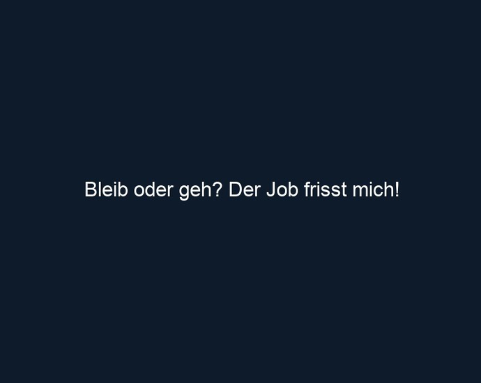 Bleib oder geh? Der Job frisst mich!