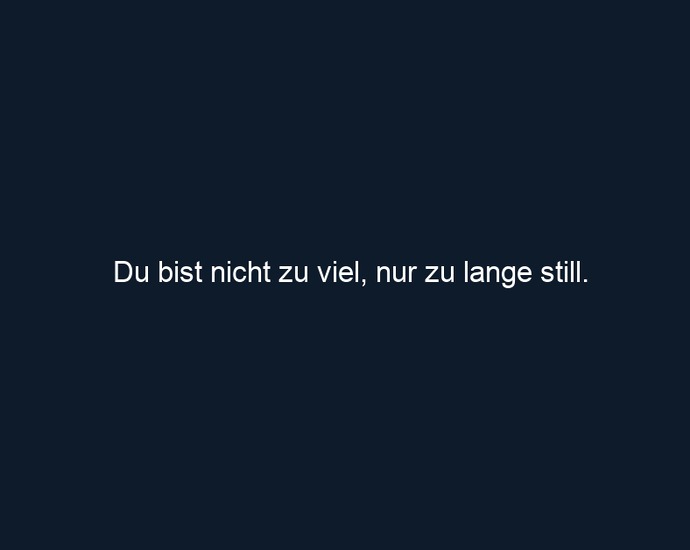 Du bist nicht zu viel, nur zu lange still.