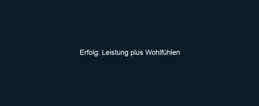 Erfolg: Leistung plus Wohlfühlen