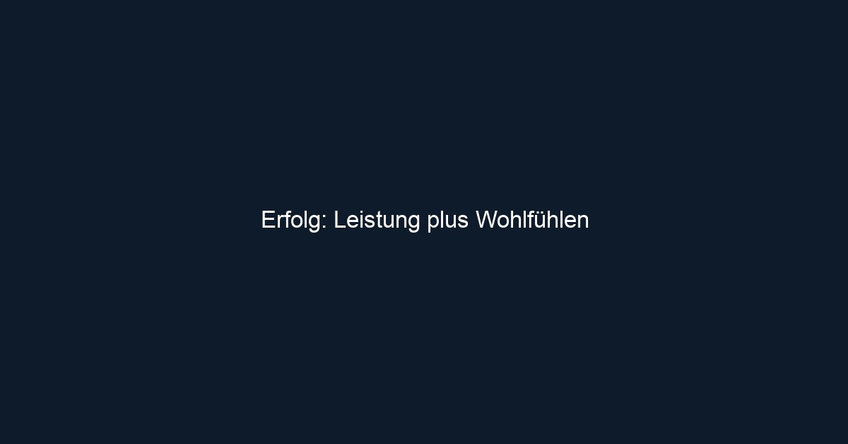 Erfolg: Leistung plus Wohlfühlen