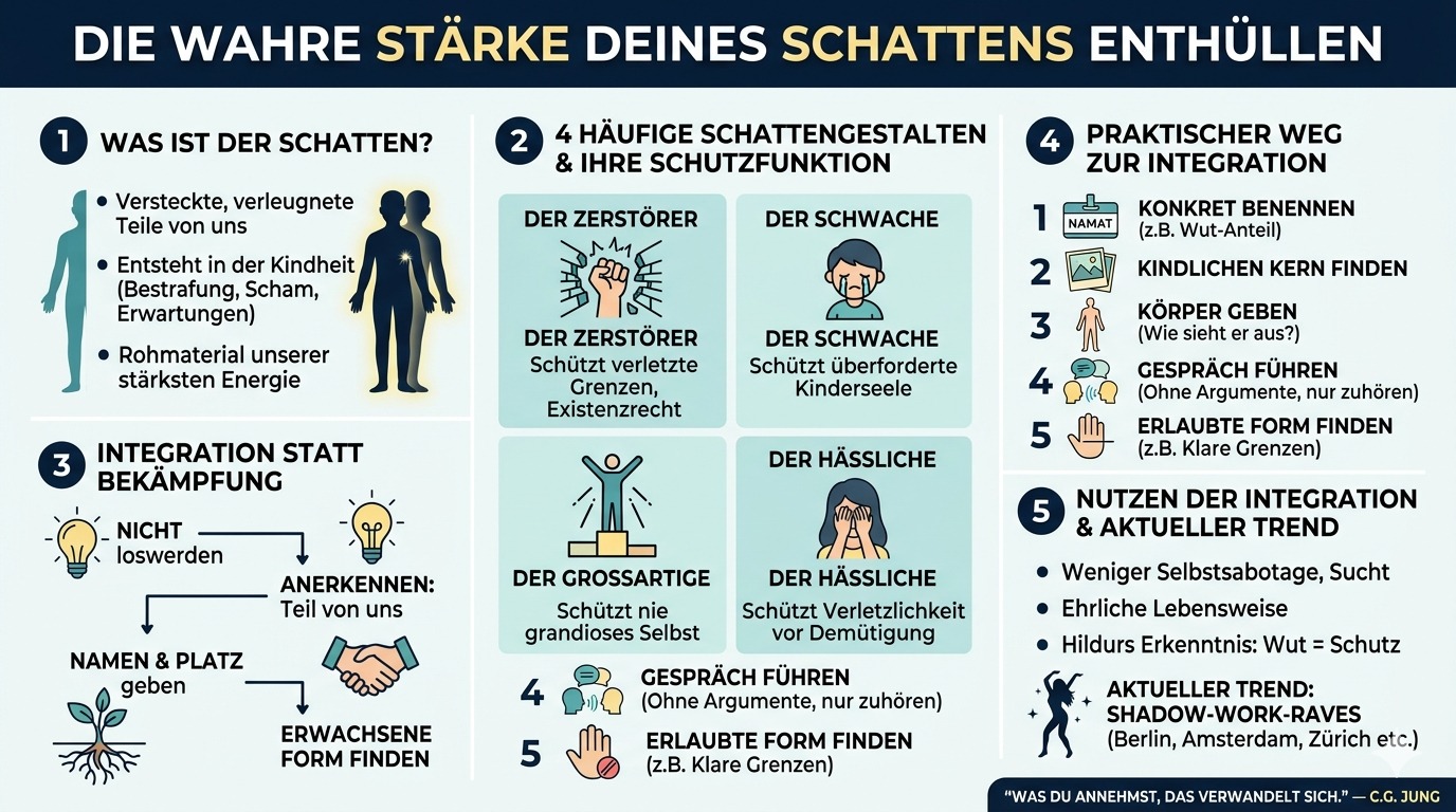 ´Infografik Dein Schatten enthüllt deine wahre Stärke.