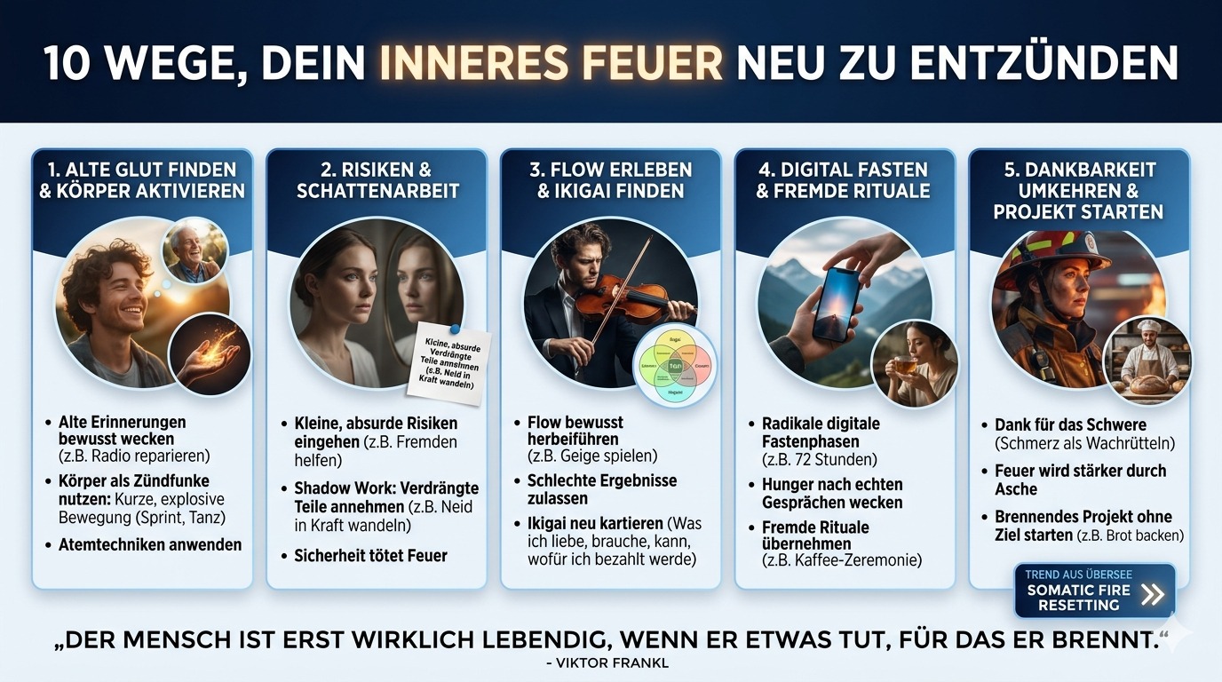 Infografik 10 Wege, dein inneres Feuer neu zu entzünden Infografik 10 Wege, dein inneres Feuer neu zu entzünden