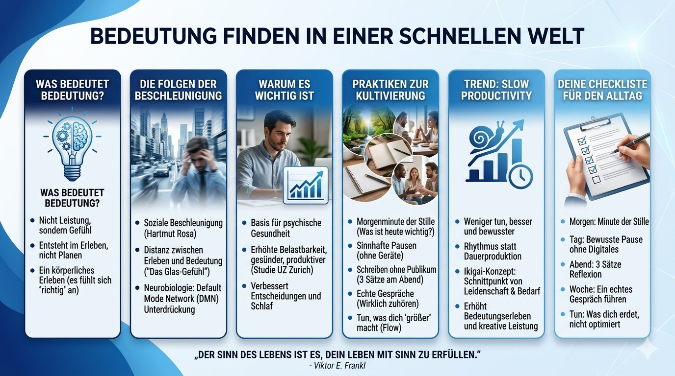 Infografik Bedeutung finden in einer schnellen Welt 