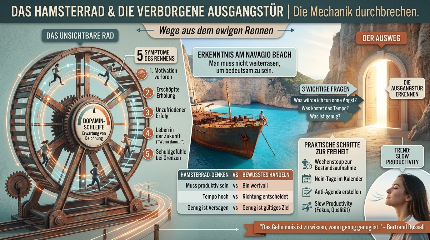 Infografik Das Hamsterrad und die verborgene Ausgangstür Infografik Das Hamsterrad und die verborgene Ausgangstür