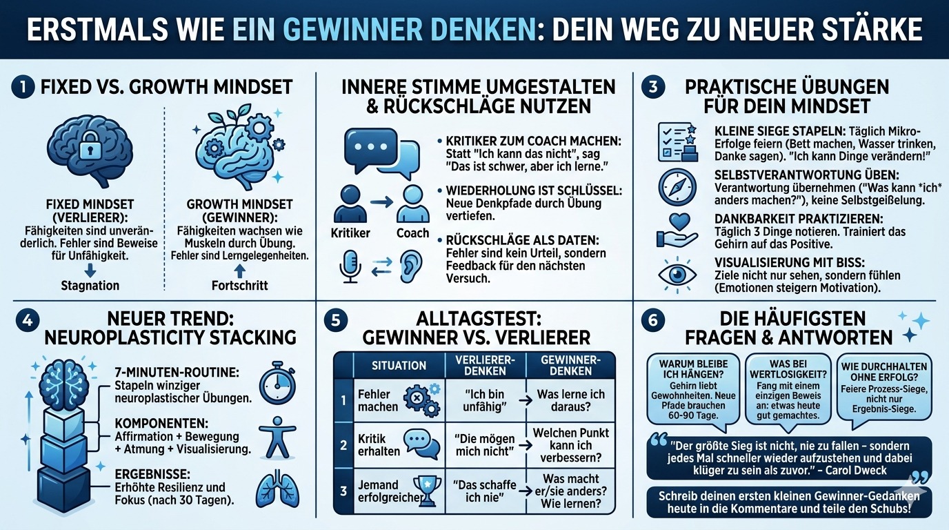 Infografik Das erste Mal wie ein Gewinner denken